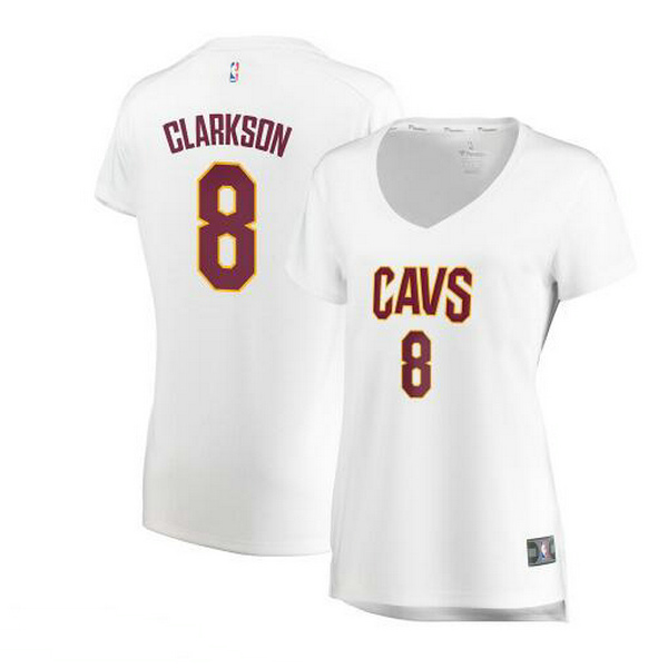 Camiseta Jordan Clarkson 8 Cleveland Cavaliers association edition Blanco Mujer
