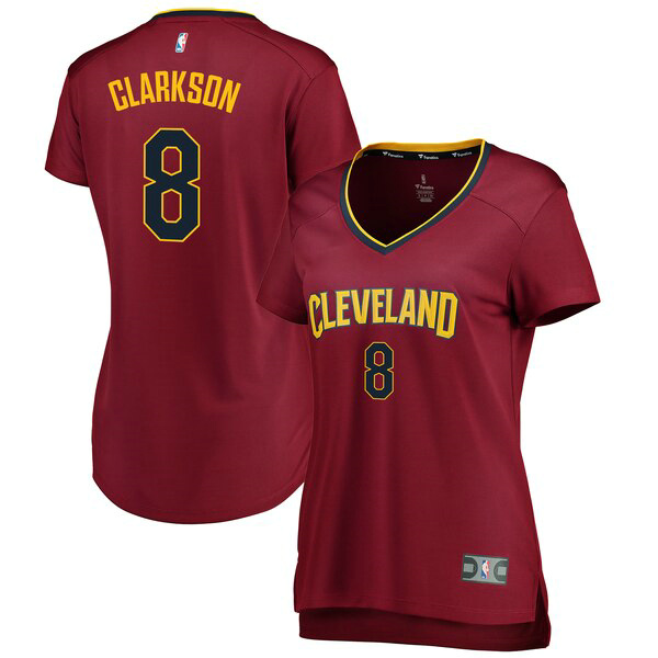 Camiseta Jordan Clarkson 8 Cleveland Cavaliers icon edition Rojo Mujer
