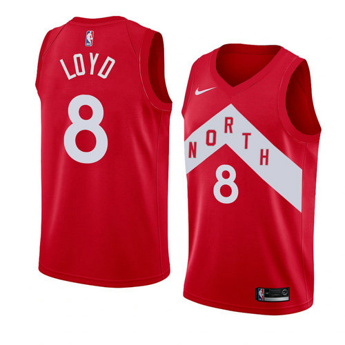 Camiseta Jordan Loyd 8 Toronto Raptors Earned 2018-19 Rojo Hombre