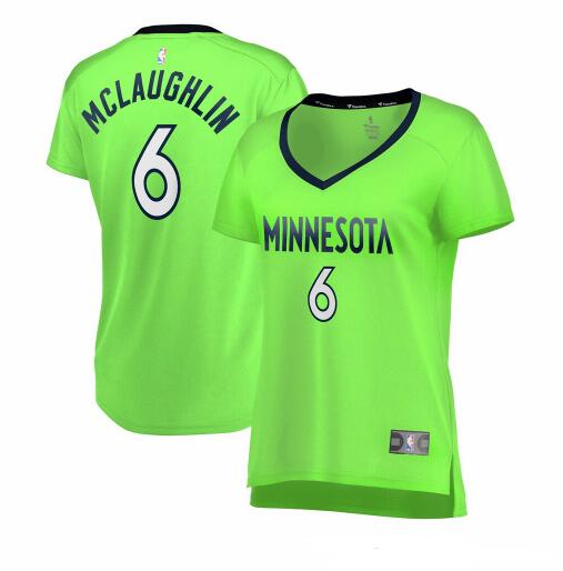 Camiseta Jordan McLaughlin 6 Minnesota Timberwolves statement edition Verde Mujer