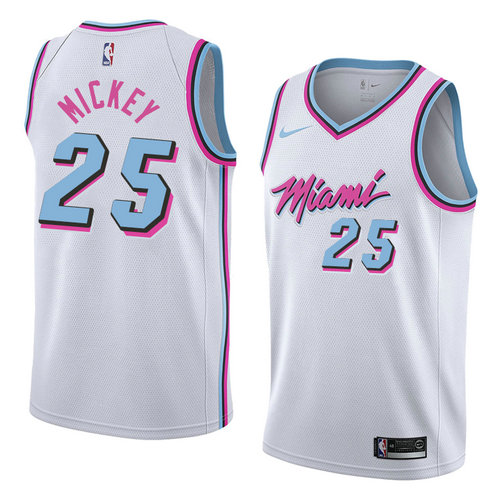 Camiseta Jordan Mickey 25 Miami Heat Ciudad 2018 Blanco Hombre