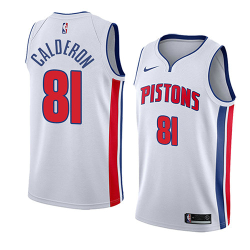 Camiseta Jose Calderon 81 Detroit Pistons Association 2018 Blanco Hombre
