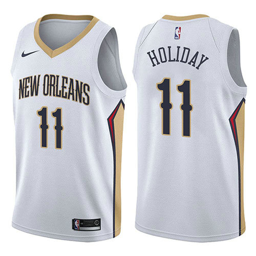 Camiseta Jrue Holiday 11 New Orleans Pelicans Association 2017-18 Blanco Hombre