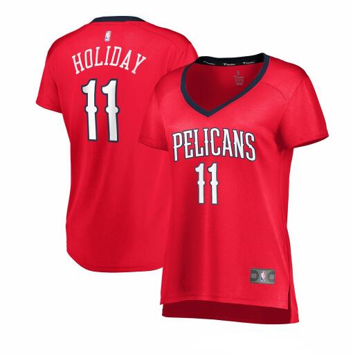 Camiseta Jrue Holiday 11 New Orleans Pelicans statement edition Rojo Mujer