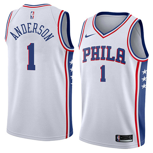 Camiseta Justin Anderson 1 Philadelphia 76ers Association 2018 Blanco Hombre