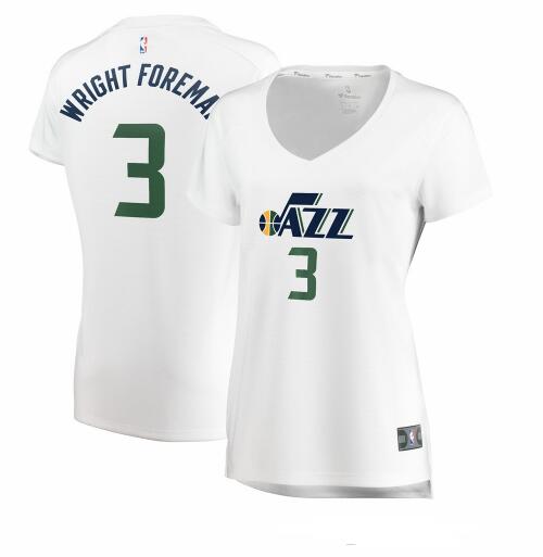 Camiseta Justin Wright-Foreman 3 Utah Jazz association edition Blanco Mujer