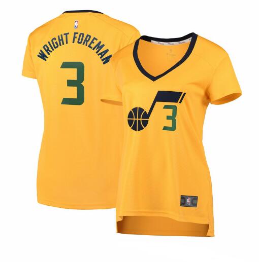 Camiseta Justin Wright-Foreman 3 Utah Jazz statement edition Amarillo Mujer