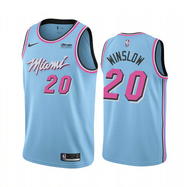Camiseta Justise Winslow 20 Miami Heat 2020-21 Temporada Statement Azul Hombre