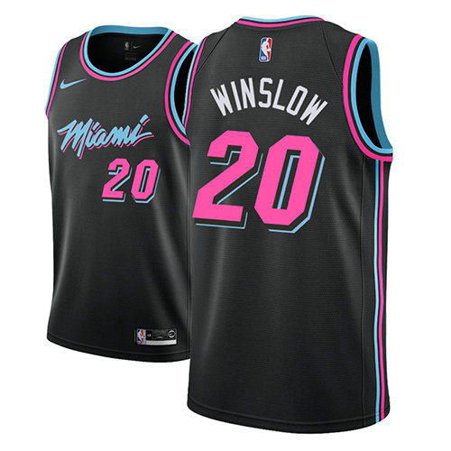 Camiseta Justise Winslow 20 Miami Heat Ciudad 2018-19 Negro Hombre
