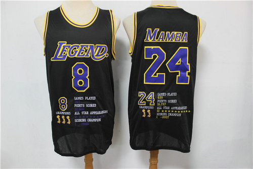 Camiseta KOBE 8+24 Los Angeles Lakers Edición de honor Negro Hombre