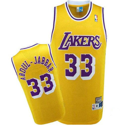 Camiseta Kareem Abdul-Jabbar 33 Los Angeles Lakers Retro Amarillo Hombre