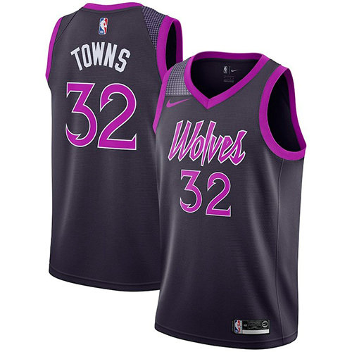 Camiseta Karl-Anthony Towns 32 Minnesota Timberwolves Ciudad 2018-19 Púrpura Hombre