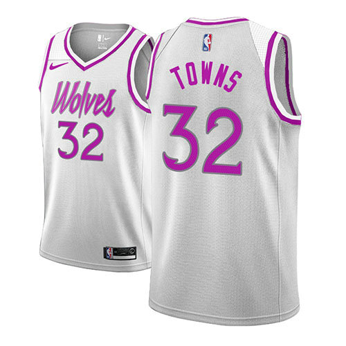 Camiseta Karl Anthony Towns 32 Minnesota Timberwolves Earned 2018-19 Gris Hombre