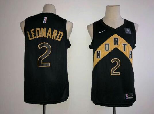 Camiseta Kawhi Leonard 2 Toronto Raptors Baloncesto Barato Oro negro Hombre