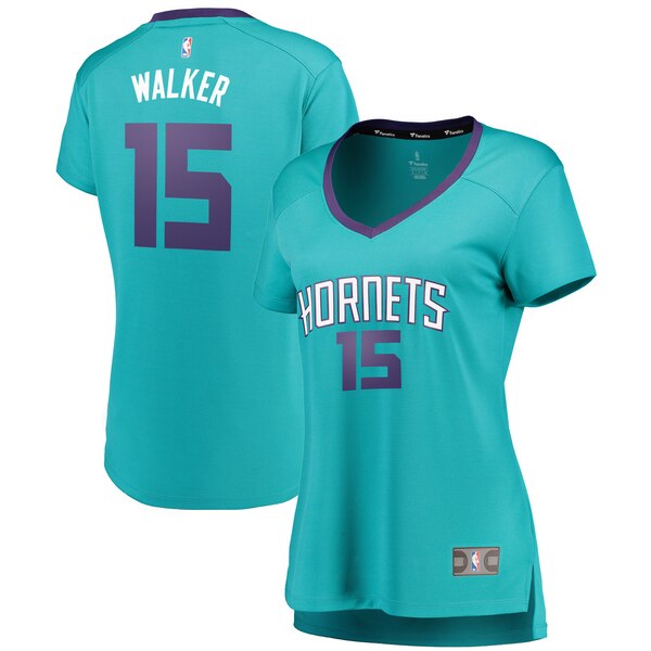 Camiseta Kemba Walker 15 Charlotte Hornets icon edition Verde azulado Mujer