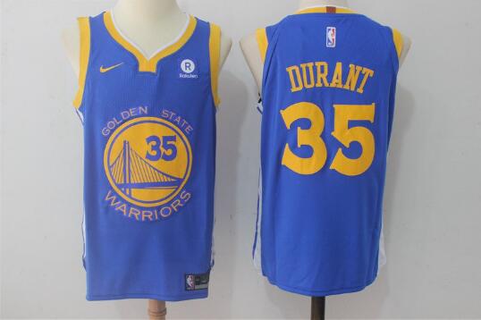 Camiseta Kevin Durant 35 Golden State Warriors Baloncesto Azul Hombre