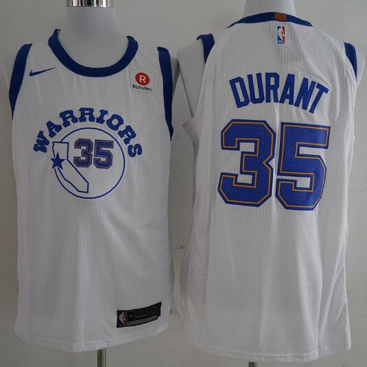 Camiseta Kevin Durant 35 Golden State Warriors Baloncesto blanco Hombre