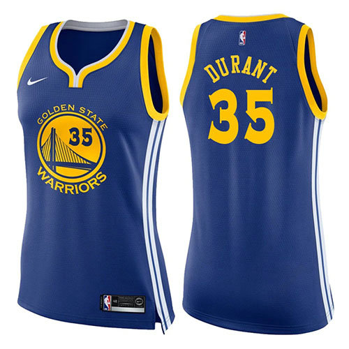Camiseta Kevin Durant 35 Golden State Warriors Icon 2017-18 Azul Mujer