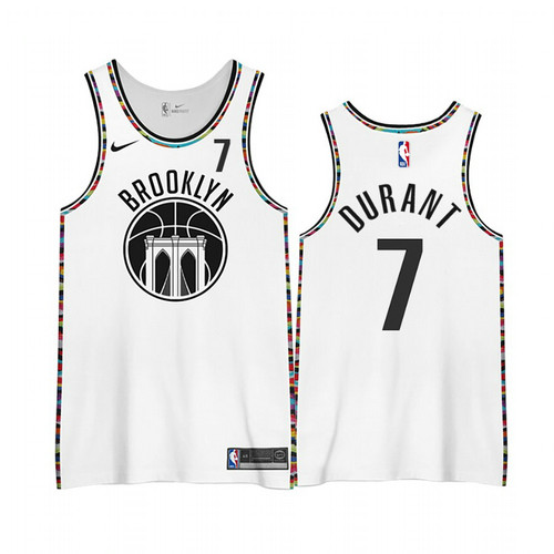 Camiseta Kevin Durant 7 Brooklyn Nets 2020-21 City Edition Blanco Hombre