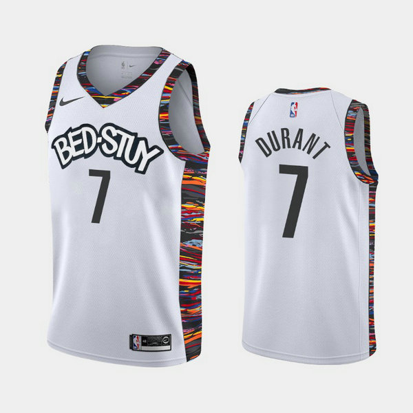 Camiseta Kevin Durant 7 Brooklyn Nets 2020-21 Temporada Statement Bianca Hombre