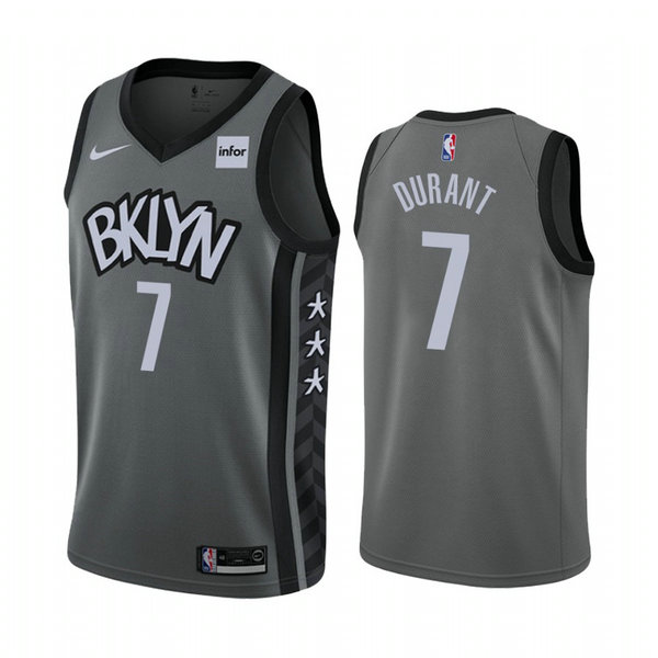 Camiseta Kevin Durant 7 Brooklyn Nets 2020-21 Temporada Statement Gris Hombre