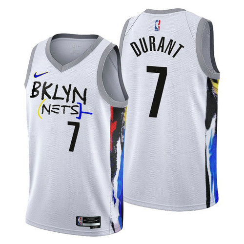 Camiseta Kevin Durant 7 Brooklyn Nets 2022-2023 City Edition blanco Hombre