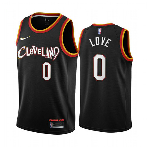 Camiseta Kevin Love 0 Cleveland Cavaliers 2020-21 City Edition Negro Hombre