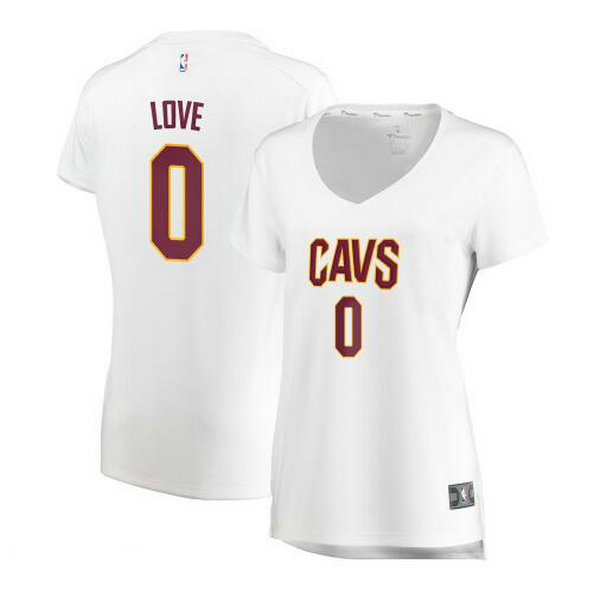 Camiseta Kevin Love 0 Cleveland Cavaliers association edition Blanco Mujer