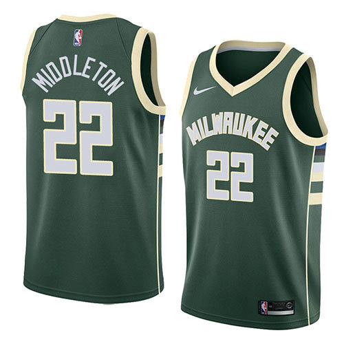 Camiseta Khris Middleton 22 Milwaukee Bucks Icon 2018 Verde Hombre