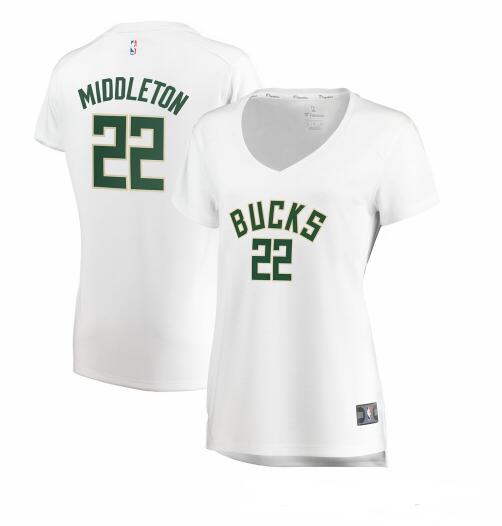Camiseta Khris Middleton 22 Milwaukee Bucks association edition Blanco Mujer