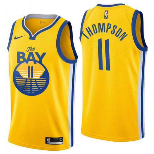 Camiseta Klay Thompson 11 Golden State Warriors ciudad 2019 amarillo Hombre