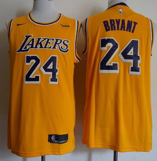 Camiseta Kobe Bryant 24 Los Angeles Lakers Baloncesto Promoción Amarillo Hombre