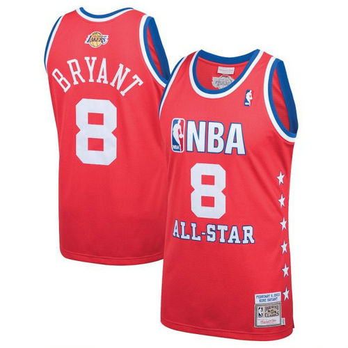 Camiseta Kobe Bryant 8 Philadelphia 76ers All Star 2003 Rojo Hombre