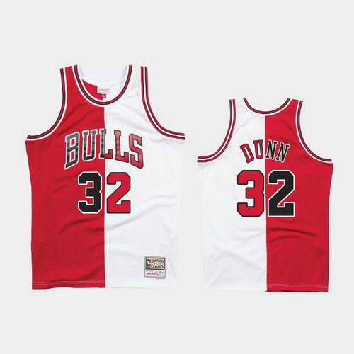 Camiseta Kris Dunn 32 Chicago Bulls 1997-98 Split Two-Tone Rojo Hombre
