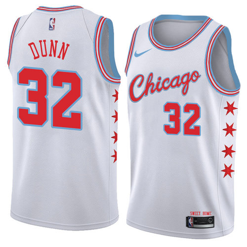 Camiseta Kris Dunn 32 Chicago Bulls Ciudad 2018 Blanco Hombre