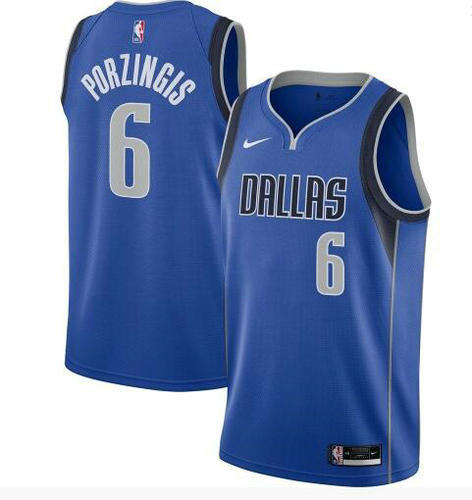Camiseta Kristaps Porzingis 6 Dallas Mavericks 2020-21 Icon Edition Swingman azul Hombre