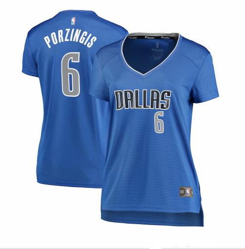 Camiseta Kristaps Porzingis 6 Dallas Mavericks icon edition Azul Mujer