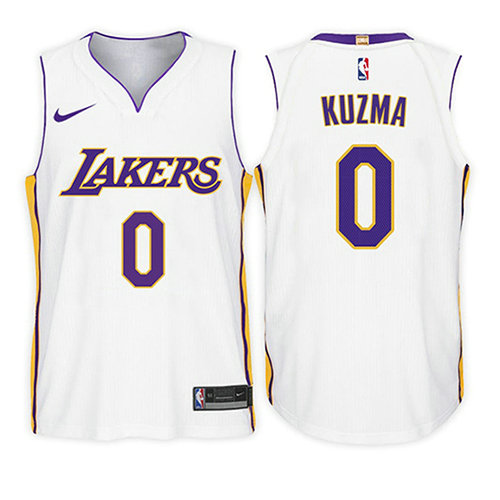 Camiseta Kyle Kuzma 0 Los Angeles Lakers Association 2017-18 Blanco Nino