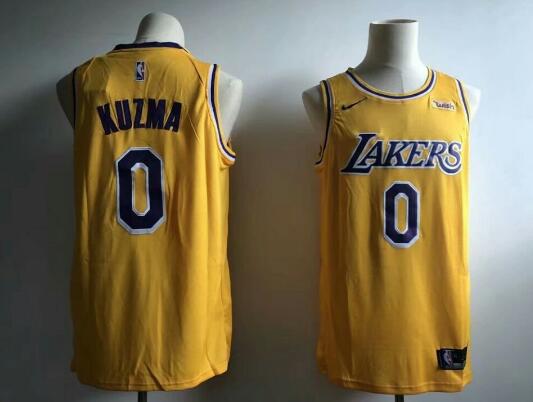 Camiseta Kyle Kuzma 0 Los Angeles Lakers Baloncesto Amarillo Hombre