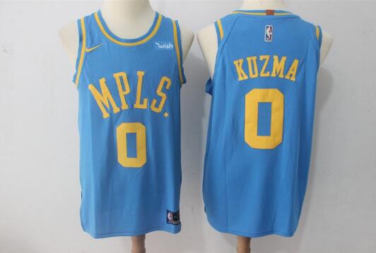 Camiseta Kyle Kuzma 0 Los Angeles Lakers Baloncesto Azul Hombre