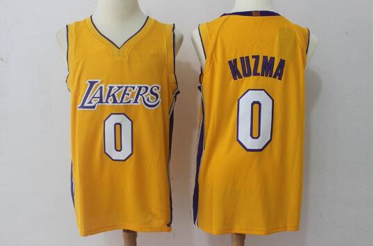 Camiseta Kyle Kuzma 0 Los Angeles Lakers Baloncesto Barato Amarillo Hombre
