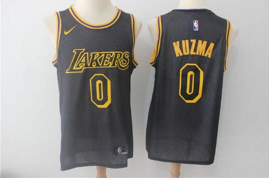 Camiseta Kyle Kuzma 0 Los Angeles Lakers Baloncesto Negro Hombre