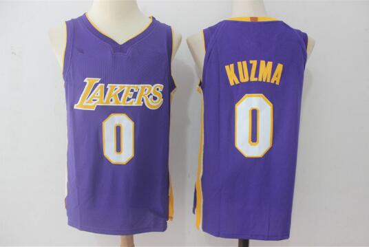 Camiseta Kyle Kuzma 0 Los Angeles Lakers Baloncesto Púrpura Hombre
