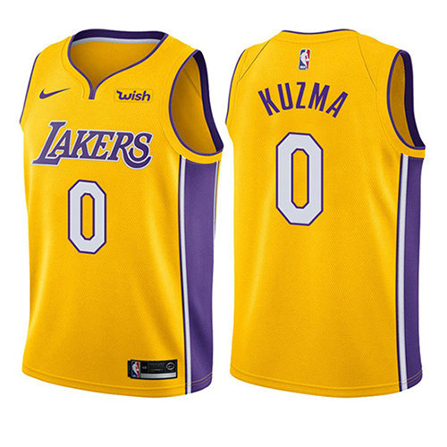 Camiseta Kyle Kuzma 0 Los Angeles Lakers Icon 2017-18 Oro Nino