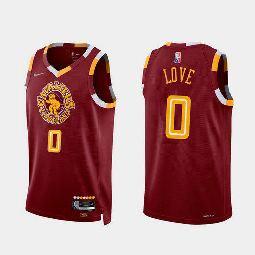 Camiseta LOVE 0 Cleveland Cavaliers 2022 75 aniversario edición de la ciudad rojo Hombre