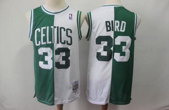 Camiseta Larry Bird 33 Boston Celtics Home & Away Split Verde blanco Hombre