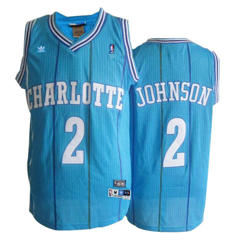 Camiseta Larry Johnson 2 Charlotte Hornets Retro Azul Hombre