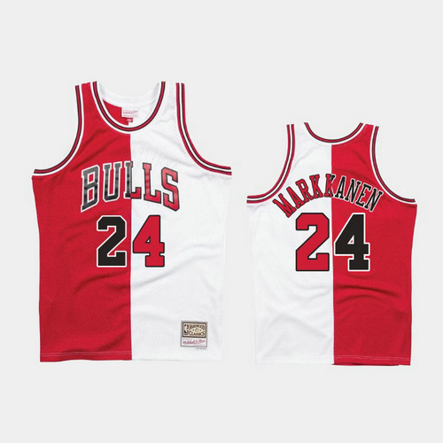 Camiseta Lauri Markkanen 24 Chicago Bulls 1997-98 Split Two-Tone Rojo Hombre