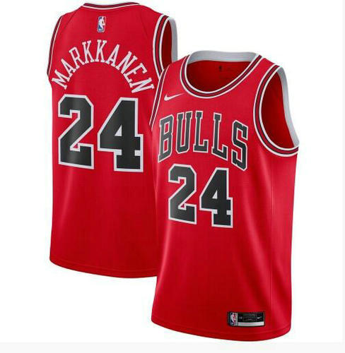 Camiseta Lauri Markkanen 24 Chicago Bulls 2020-21 Nike Icon Edition Swingman rojo Hombre