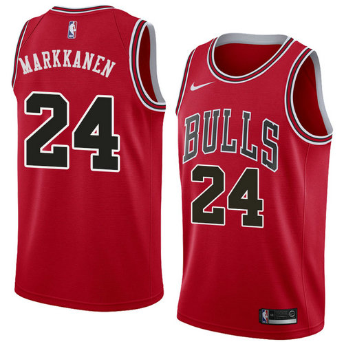 Camiseta Lauri Markkanen 24 Chicago Bulls Icon 2018 Rojo Hombre